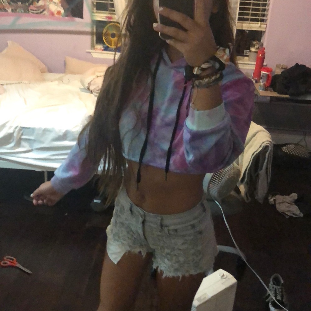 cropped tie dye hoodie